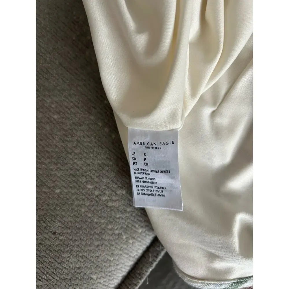 American Eagle Linen Coastal Striped Jumpsuit S Oversized  Baggy Boho